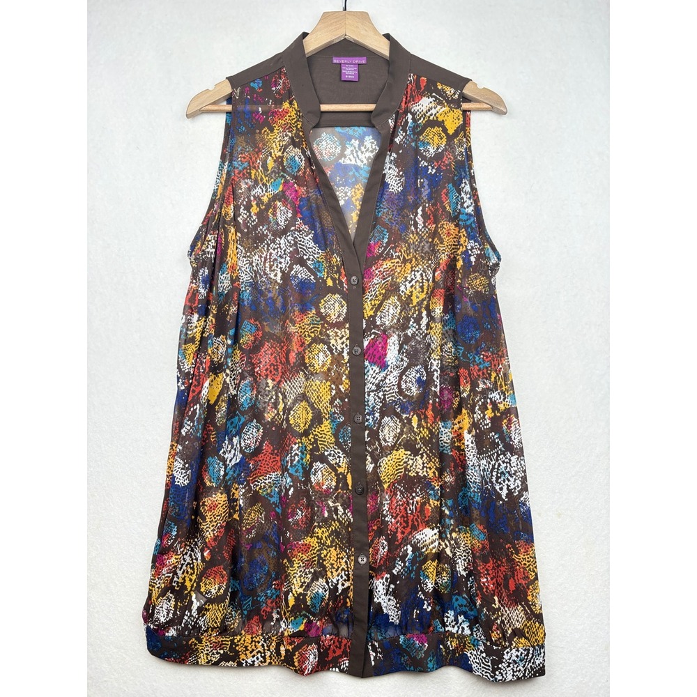 Beverly Drive Sleeveless Blouse Womens 16W 18W Snake Print Boho
